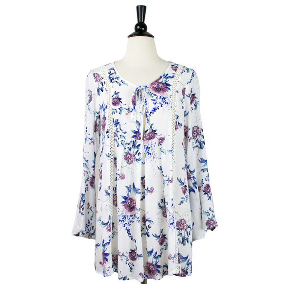 ▪️Eden Society | White Floral Long Sleeve Top - Picture 1 of 5